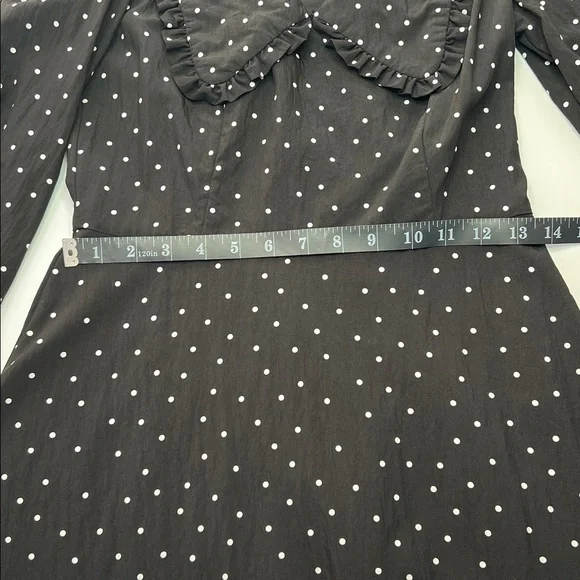 Lulus dress farmhouse cottage polka dot Sweetie Aura Black‎ White Mini Small - Picture 6 of 10